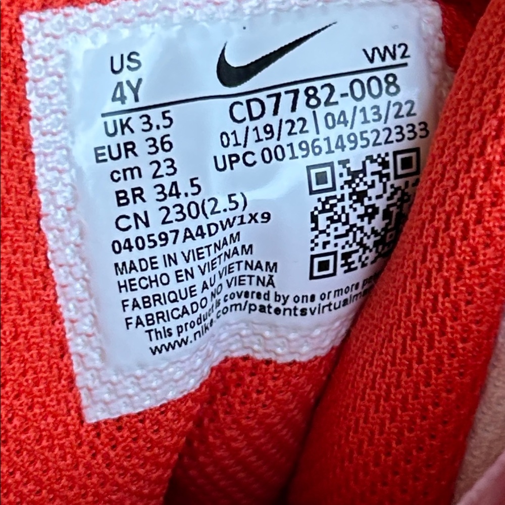Nike White and Orange High-Top Sneakers - Picture 7 of 9